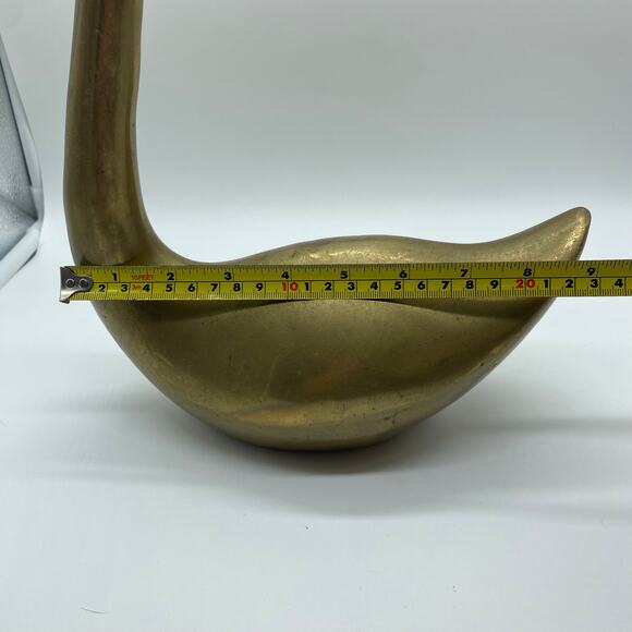 Mid Century Large Brass Swan Geese Bird Pair 16" Figurine Decor - Picture 16 of 16